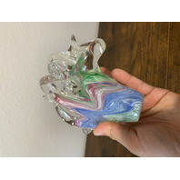 VTG Multicolored Murano Art Glass Freeform Napkin/Letter Holder Dish 7.75"L