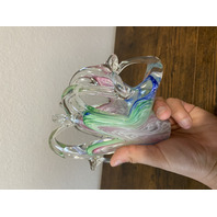 VTG Multicolored Murano Art Glass Freeform Napkin/Letter Holder Dish 7.75"L