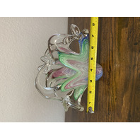 VTG Multicolored Murano Art Glass Freeform Napkin/Letter Holder Dish 7.75"L