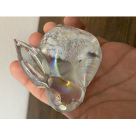 Iridescent Splatter Bunny/Rabbit Art Glass Paperweight 3"H