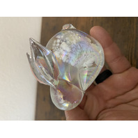 Iridescent Splatter Bunny/Rabbit Art Glass Paperweight 3"H