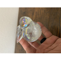 Iridescent Splatter Bunny/Rabbit Art Glass Paperweight 3"H