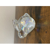 Iridescent Splatter Bunny/Rabbit Art Glass Paperweight 3"H