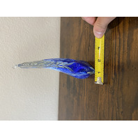 LARGE VTG Blue & White Art Glass Angel Fish Figurine/Sculpture 7.5"L