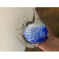 LARGE VTG Blue & White Art Glass Angel Fish Figurine/Sculpture 7.5"L