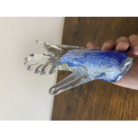 LARGE VTG Blue & White Art Glass Angel Fish Figurine/Sculpture 7.5"L