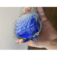 LARGE VTG Blue & White Art Glass Angel Fish Figurine/Sculpture 7.5"L