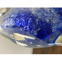 LARGE VTG Blue & White Art Glass Angel Fish Figurine/Sculpture 7.5"L