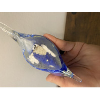 LARGE VTG Blue & White Art Glass Angel Fish Figurine/Sculpture 7.5"L