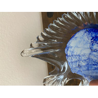 LARGE VTG Blue & White Art Glass Angel Fish Figurine/Sculpture 7.5"L