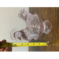 VTG Light Pink 2-Piece Rooster Art Glass Candy Dish 6.75"H