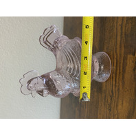 VTG Light Pink 2-Piece Rooster Art Glass Candy Dish 6.75"H