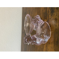 VTG Light Pink 2-Piece Rooster Art Glass Candy Dish 6.75"H