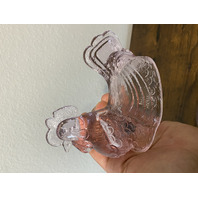 VTG Light Pink 2-Piece Rooster Art Glass Candy Dish 6.75"H