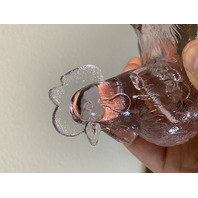 VTG Light Pink 2-Piece Rooster Art Glass Candy Dish 6.75"H