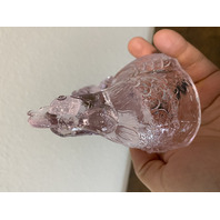 VTG Light Pink 2-Piece Rooster Art Glass Candy Dish 6.75"H