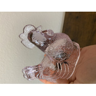 VTG Light Pink 2-Piece Rooster Art Glass Candy Dish 6.75"H