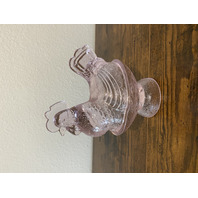 VTG Light Pink 2-Piece Rooster Art Glass Candy Dish 6.75"H