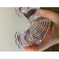 VTG Light Pink 2-Piece Rooster Art Glass Candy Dish 6.75"H