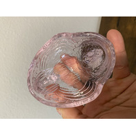VTG Light Pink 2-Piece Rooster Art Glass Candy Dish 6.75"H