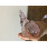 VTG Light Pink 2-Piece Rooster Art Glass Candy Dish 6.75"H