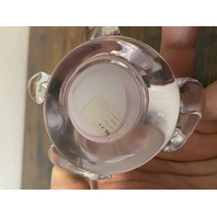 Clear White W/Pink Swirl Art Glass Frog Paperweight  2.75"H