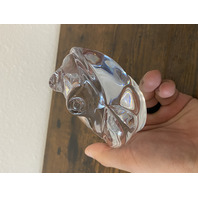 VTG DAUM FRANCE Clear Crystal Sitting Bullfrog Figurine SIGNED 3.25"H