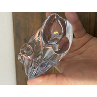 VTG DAUM FRANCE Clear Crystal Sitting Bullfrog Figurine SIGNED 3.25"H