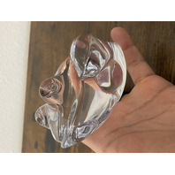 VTG DAUM FRANCE Clear Crystal Sitting Bullfrog Figurine SIGNED 3.25"H