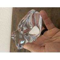 VTG DAUM FRANCE Clear Crystal Sitting Bullfrog Figurine SIGNED 3.25"H