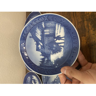 SET Of 5 VTG Royal Copenhagen Blue & White Collector Plates 7.25"W DENMARK