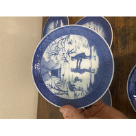 5 VTG Royal Copenhagen Blue & White Christmas Collector Plates 7.25"W DENMARK