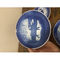 5 VTG Royal Copenhagen Blue & White Christmas Collector Plates 7.25"W DENMARK