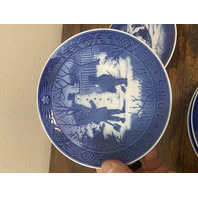 5 VTG Royal Copenhagen Blue & White Christmas Collector Plates 7.25"W DENMARK