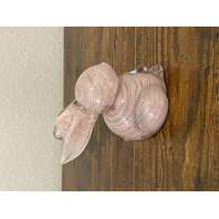 VTG Pink Swirl Art Glass Sitting Rabbit/Bunny W/Gold Specs 3.5"H