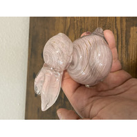 VTG Pink Swirl Art Glass Sitting Rabbit/Bunny W/Gold Specs 3.5"H