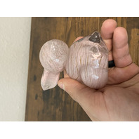 VTG Pink Swirl Art Glass Sitting Rabbit/Bunny W/Gold Specs 3.5"H