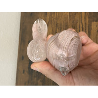 VTG Pink Swirl Art Glass Sitting Rabbit/Bunny W/Gold Specs 3.5"H