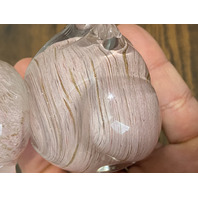 VTG Pink Swirl Art Glass Sitting Rabbit/Bunny W/Gold Specs 3.5"H