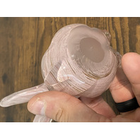 VTG Pink Swirl Art Glass Sitting Rabbit/Bunny W/Gold Specs 3.5"H