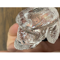 Clear Realistic Looking Crystal Art Glass Frog Paperweight  2.25"L