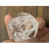 Clear Realistic Looking Crystal Art Glass Frog Paperweight  2.25"L