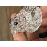 Clear Realistic Looking Crystal Art Glass Frog Paperweight  2.25"L