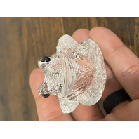 Clear Realistic Looking Crystal Art Glass Frog Paperweight  2.25"L