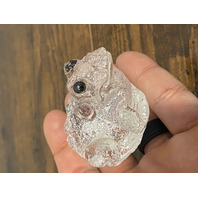 Clear Realistic Looking Crystal Art Glass Frog Paperweight  2.25"L