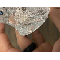 Clear Realistic Looking Crystal Art Glass Frog Paperweight  2.25"L