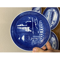 5 VTG Royal Copenhagen Blue & White Christmas Collector Plates 7.25"W DENMARK