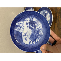5 VTG Royal Copenhagen Blue & White Christmas Collector Plates 7.25"W DENMARK