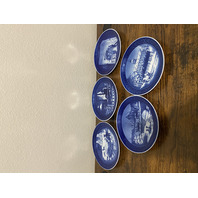 5 VTG Royal Copenhagen Blue & White Christmas Collector Plates 7.25"W DENMARK