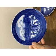 6 VTG Royal Copenhagen Blue & White Christmas Collector Plates 7.25"W DENMARK